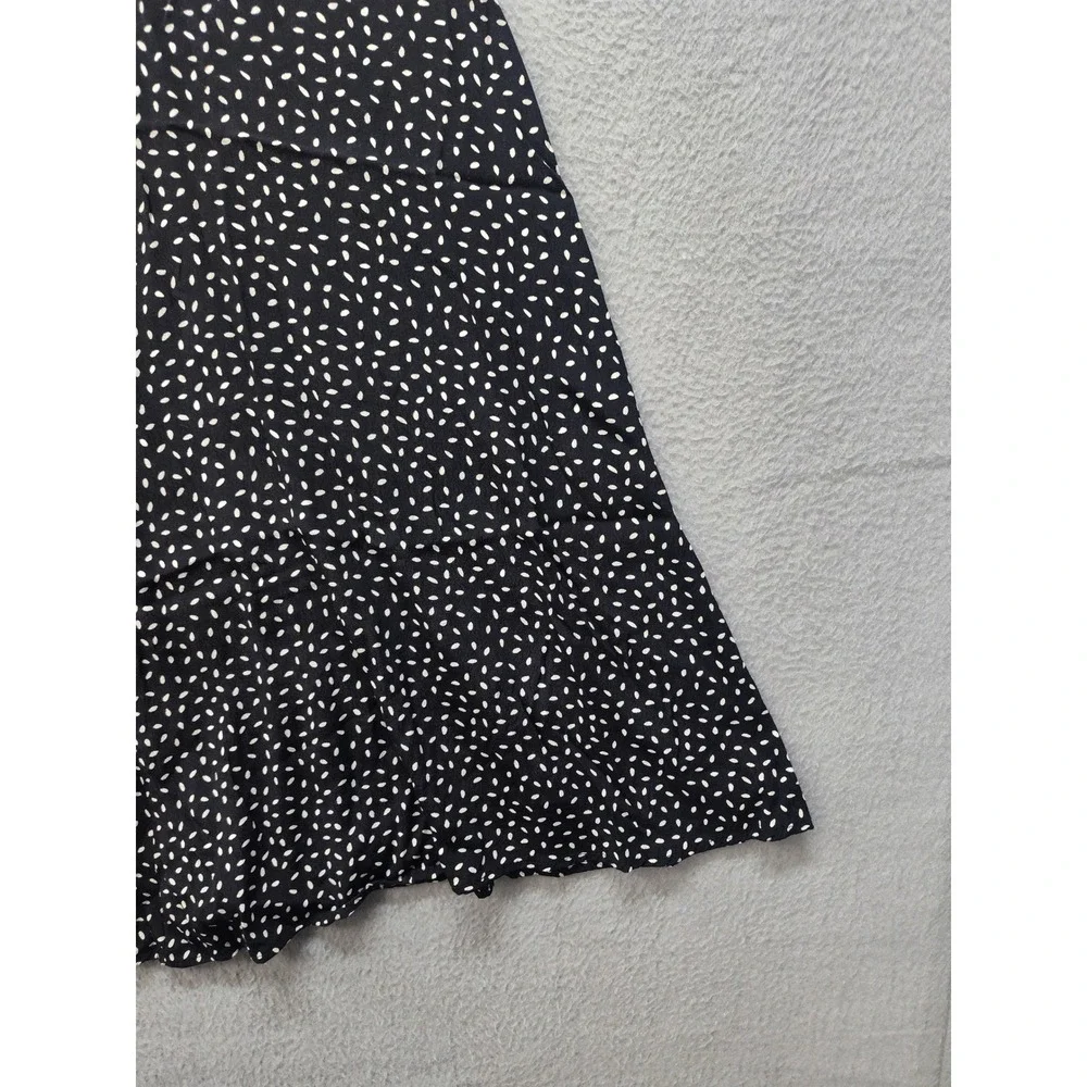 MNG Mango Black White Seed Print Midi Skirt Womens XXS High Waist A-Line Flowy